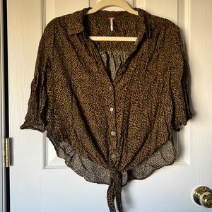 Free People Leopard Blouse